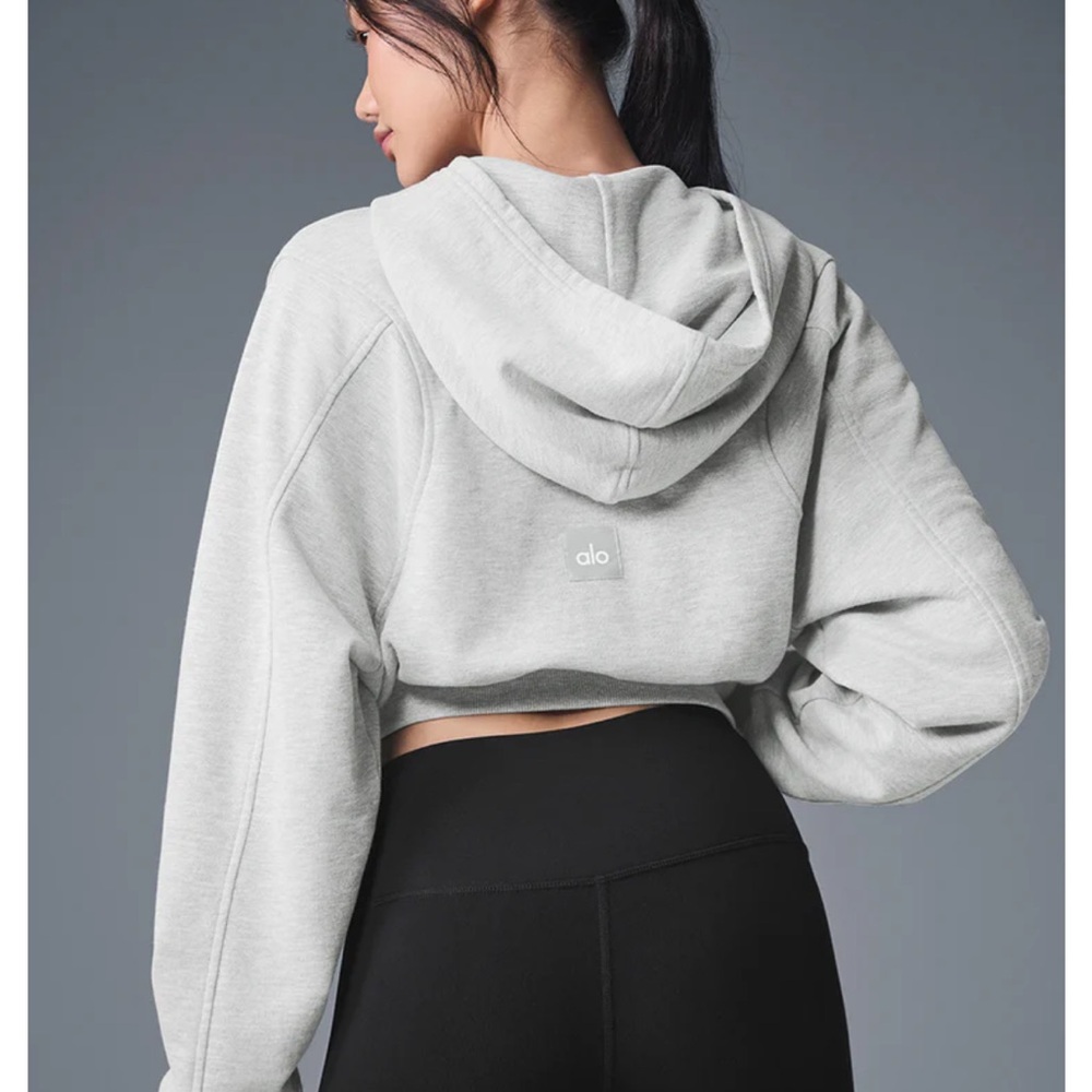ALO Yoga Women's Light Gray Cropped Hoodie